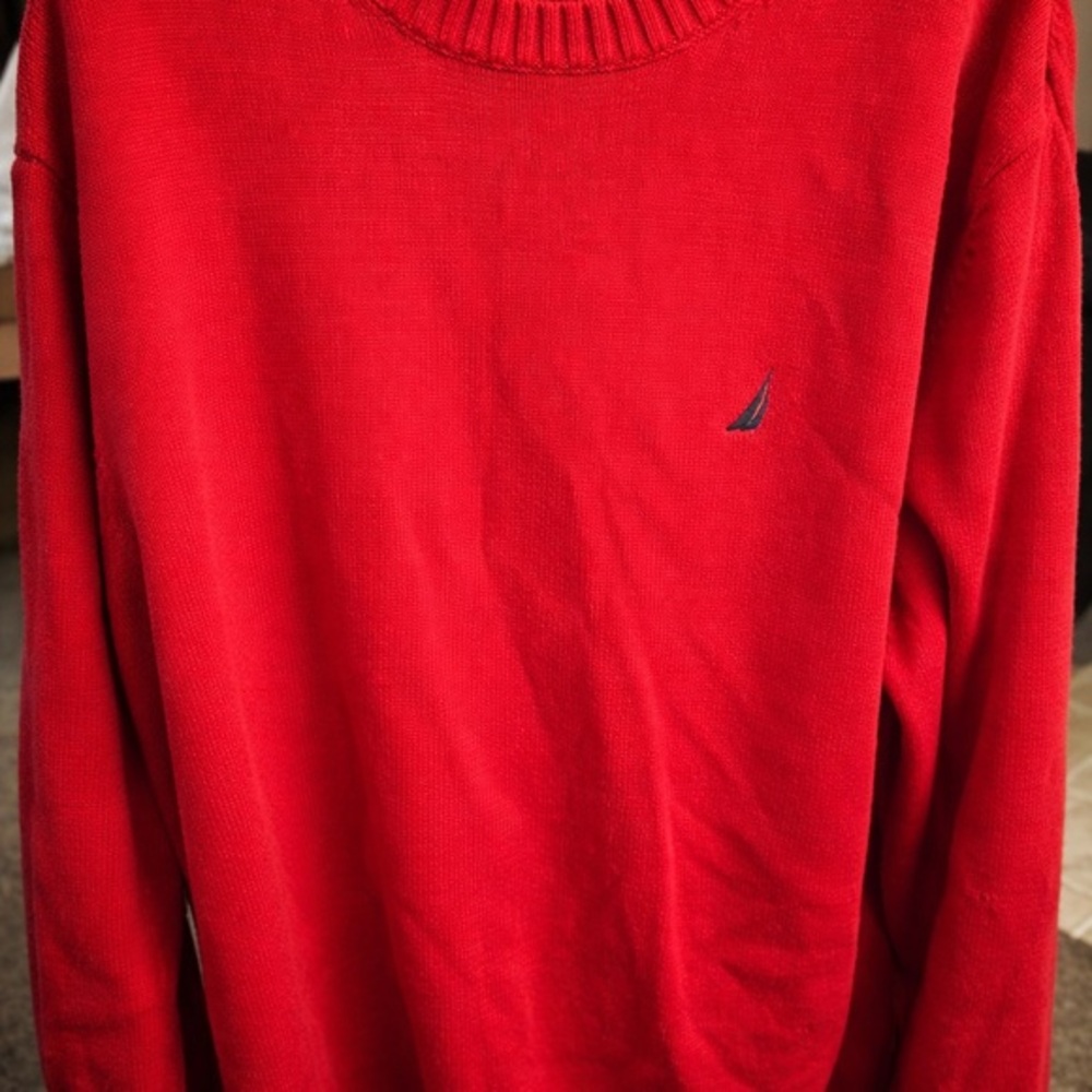 Nautica Red Crewneck Sweater Men’s XL Classic Logo